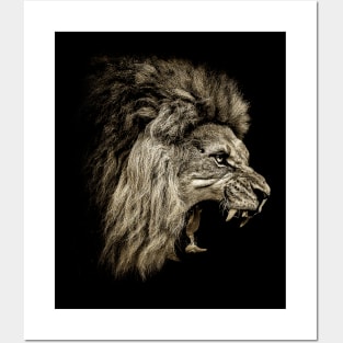 Courageous King: Lion's Fearless Spirit Embodied on Graphic Tee Posters and Art